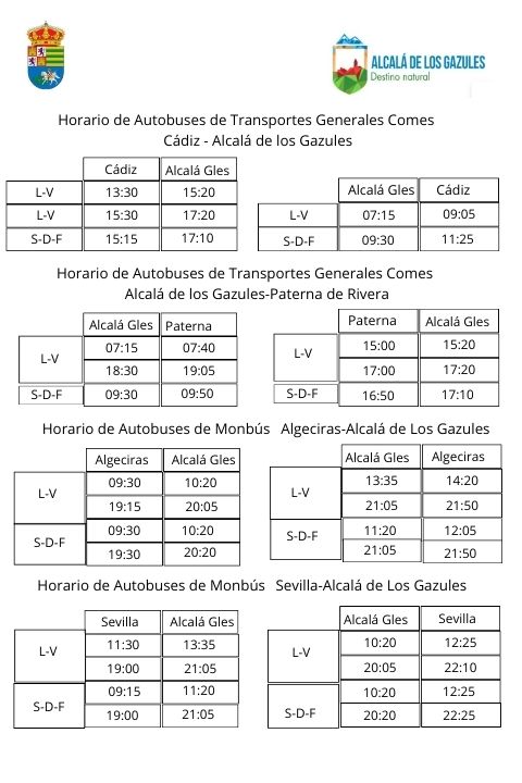 HORARIOS TRANSPORTES