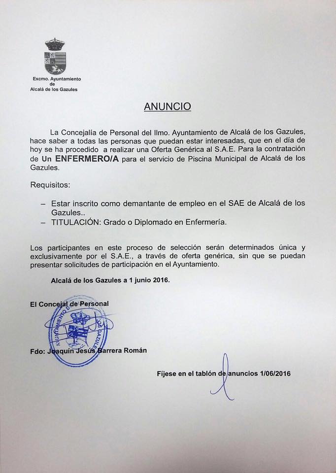 OFERTA AL SAE- ENFERMERO