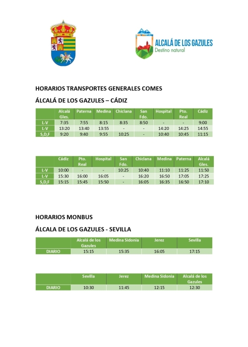 HORARIOS TRANSPORTES